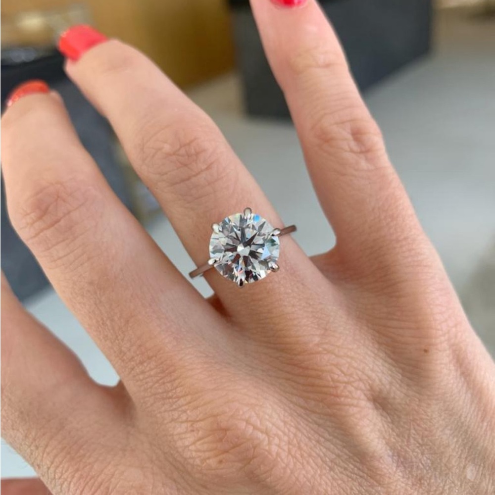 Lab Grown 3.61 carat round solitaire set in 14K white gold